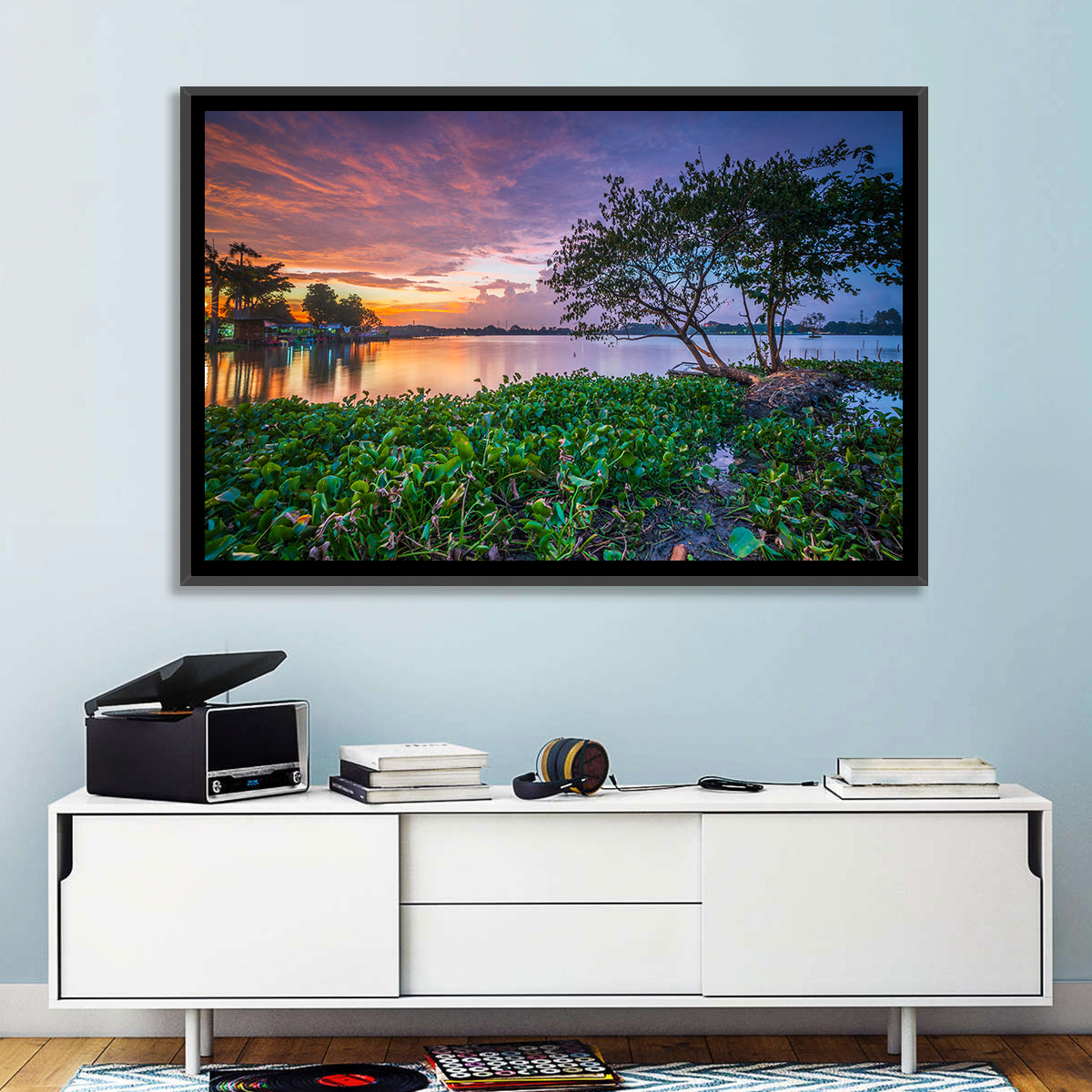 Cipondoh Lake Hyacinth Sunset Wall Art in a room, landscape