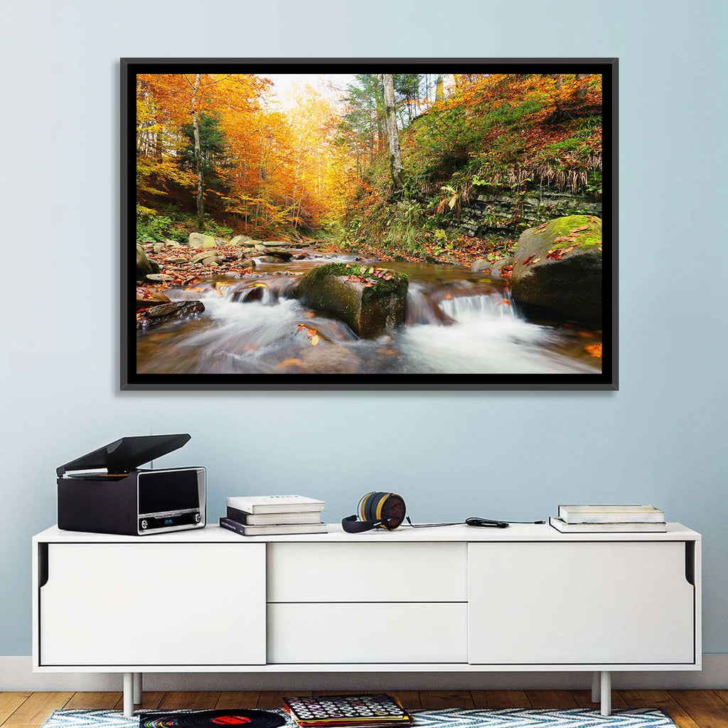 Forest Stream in Autumn Wall Art
