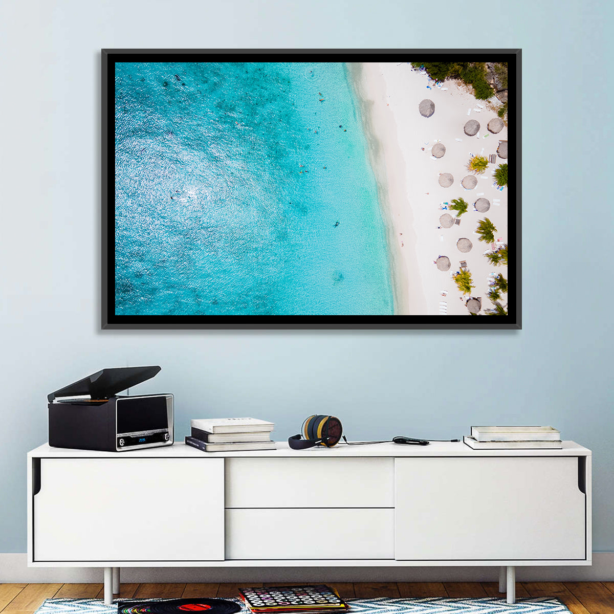 Cas Abou Aerial Shoreline Wall Art in a room, landscape