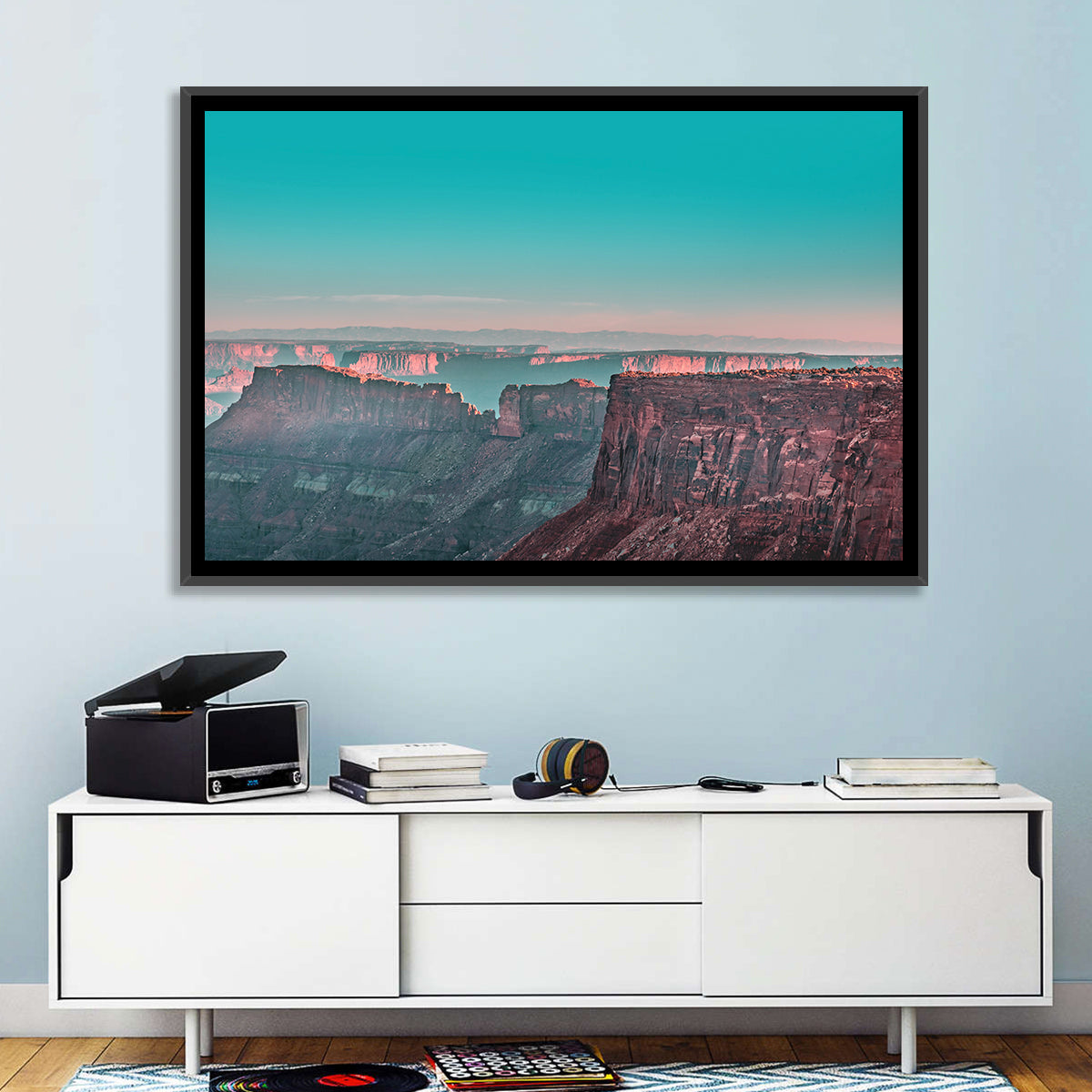 Sunlit Canyon Rim at Dusk Wall Art in a room, landscape