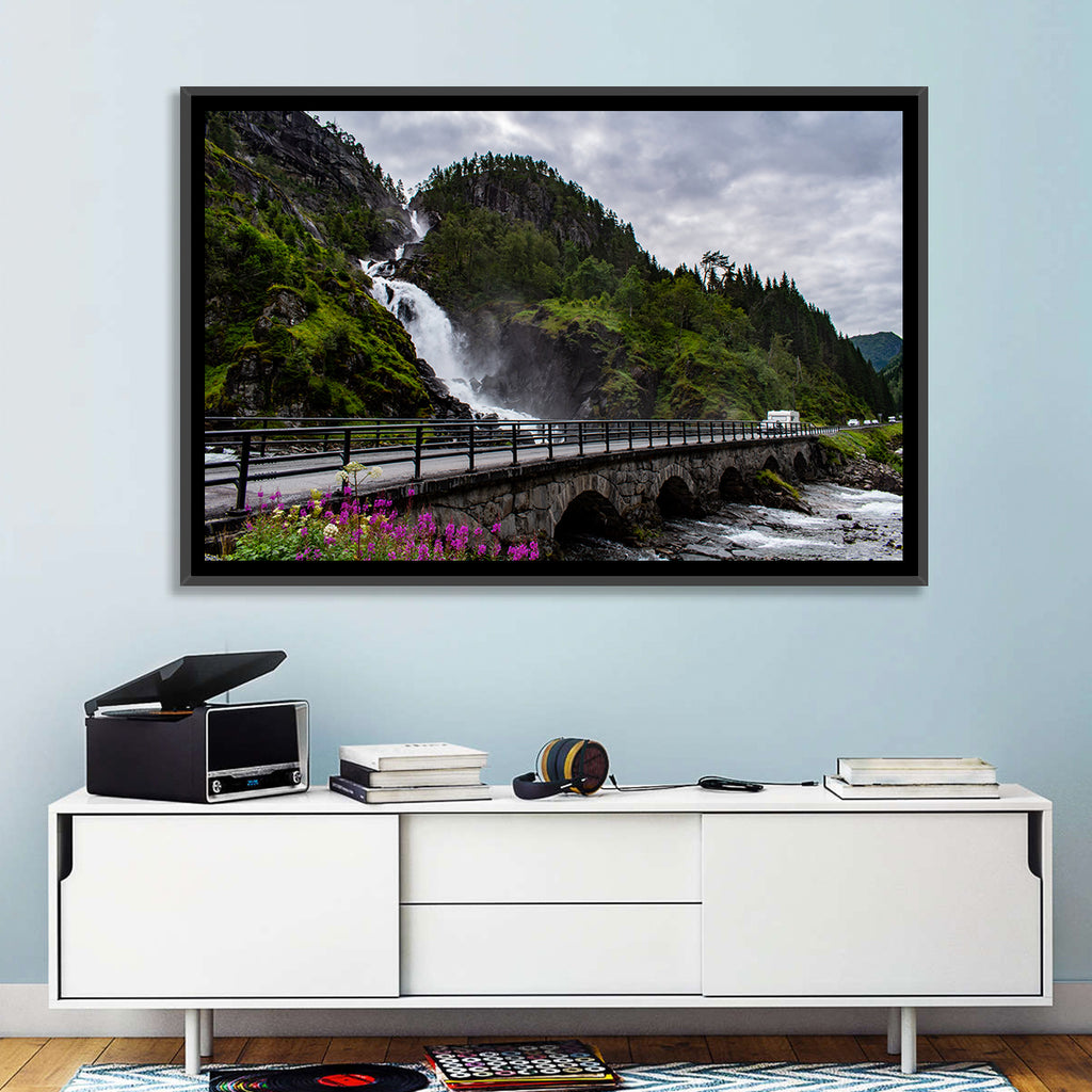 Låtefossen Stone Bridge and Waterfall Wall Art