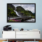 Låtefossen Stone Bridge and Waterfall Wall Art