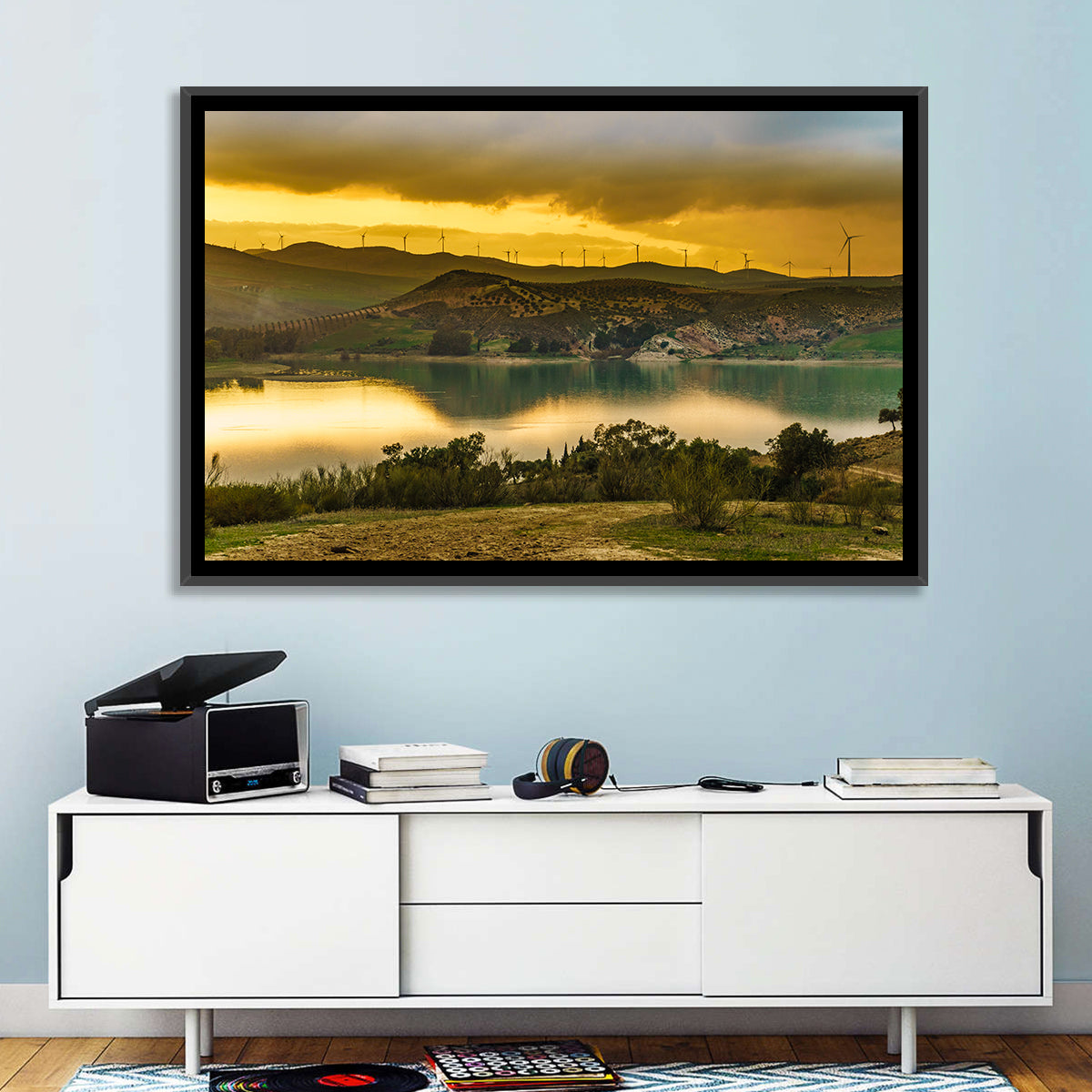 Andalucia Wind Farm at Golden Hour Wall Art in a room, landscape