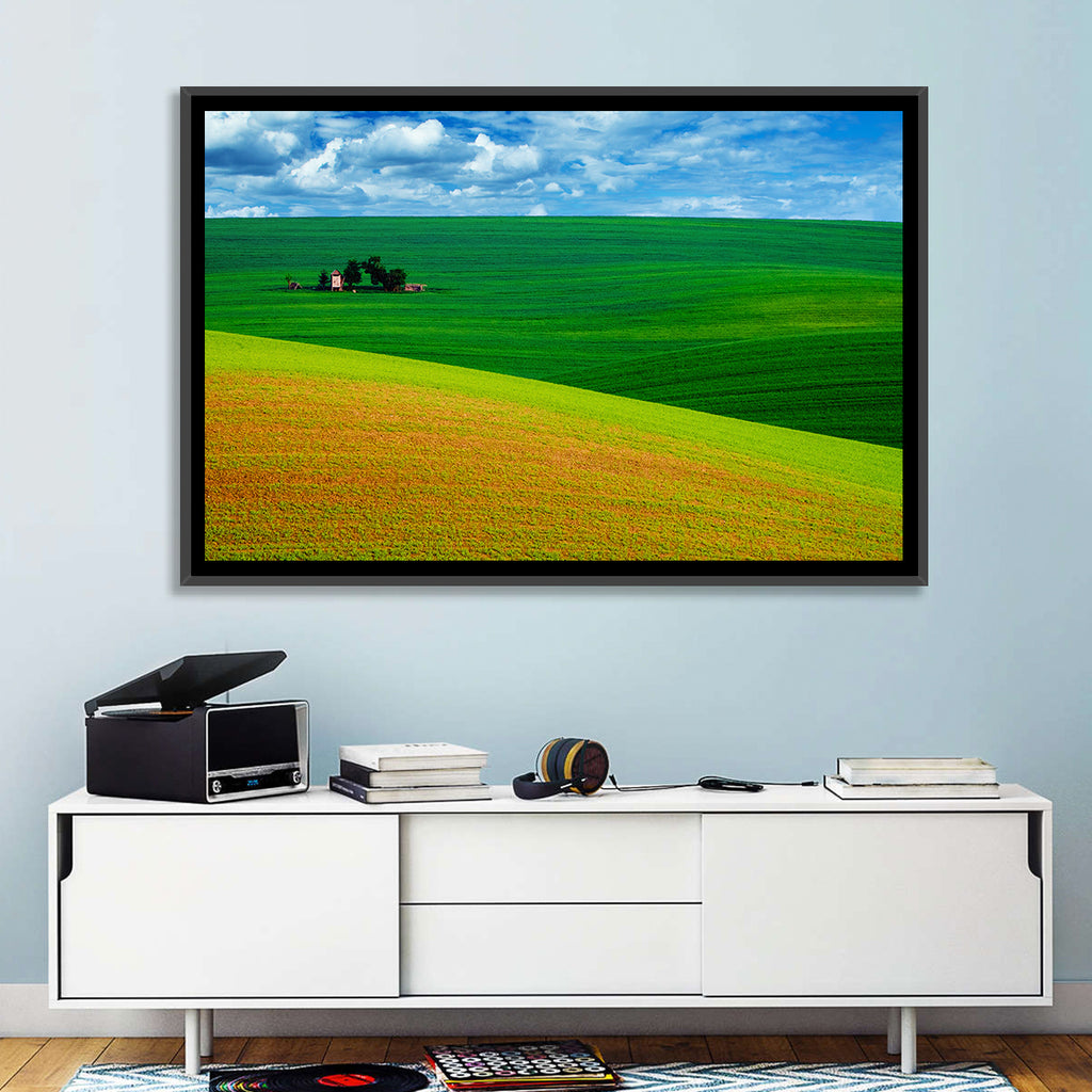 Golden Field and Green Hillside Wall Art