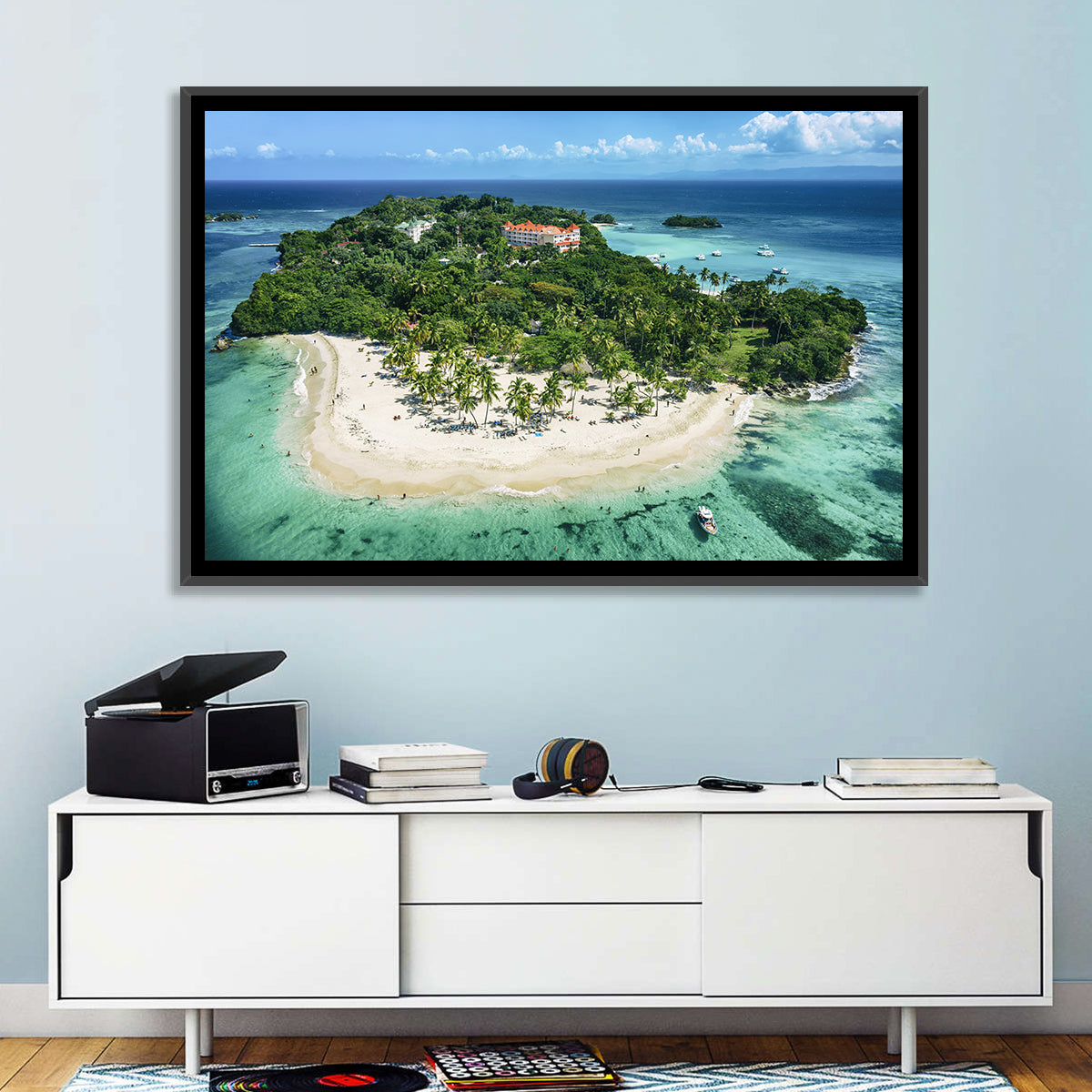 Cayo Levantado Aerial Beach Resort Wall Art in a room, landscape