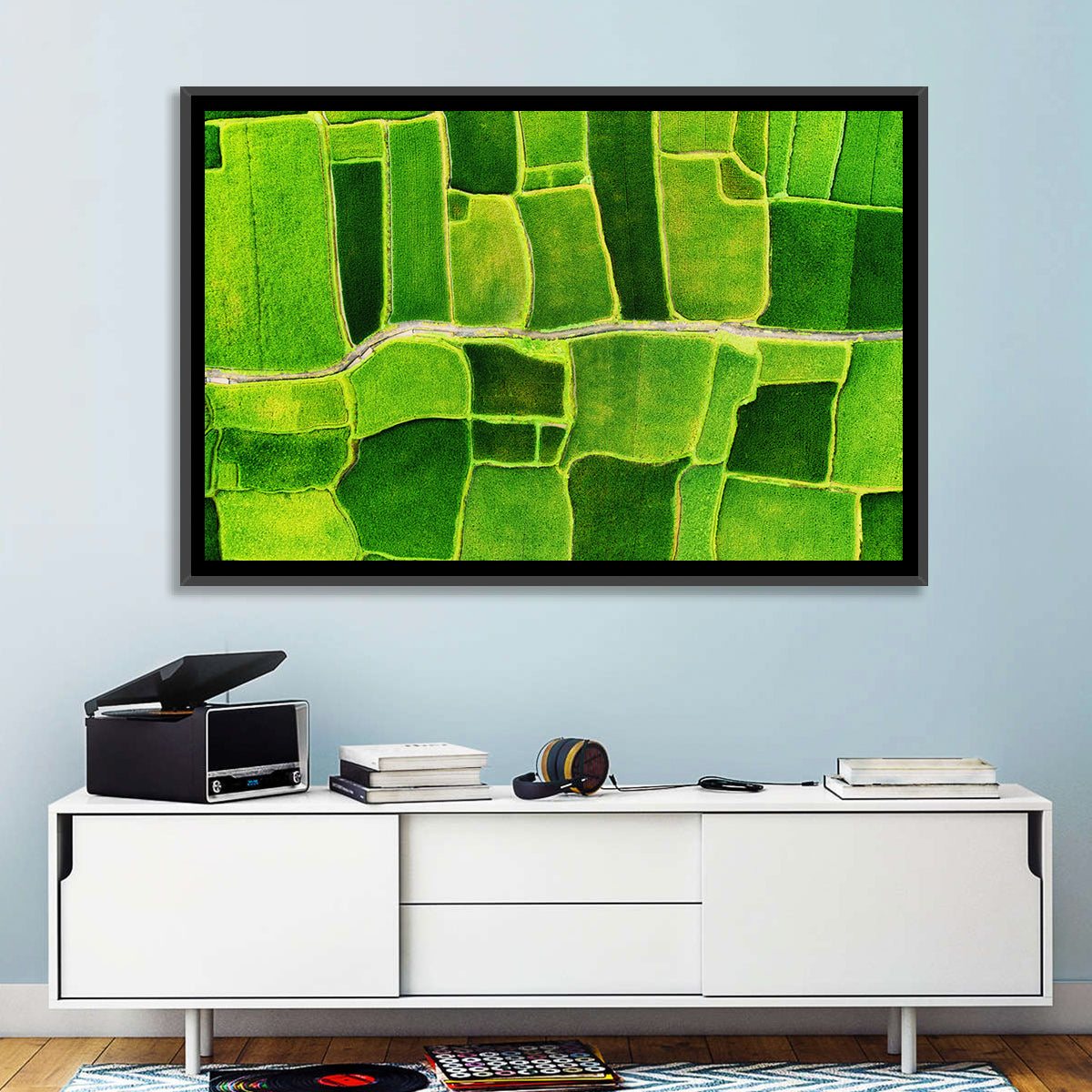 Verdant Rice Terrace Grid Wall Art