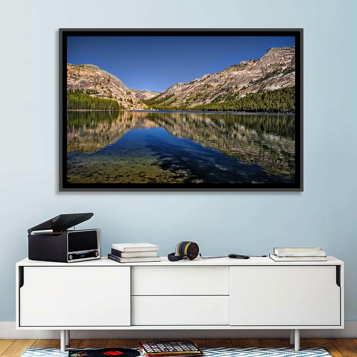Tenaya Lake Reflection Wall Art in a room, landscape