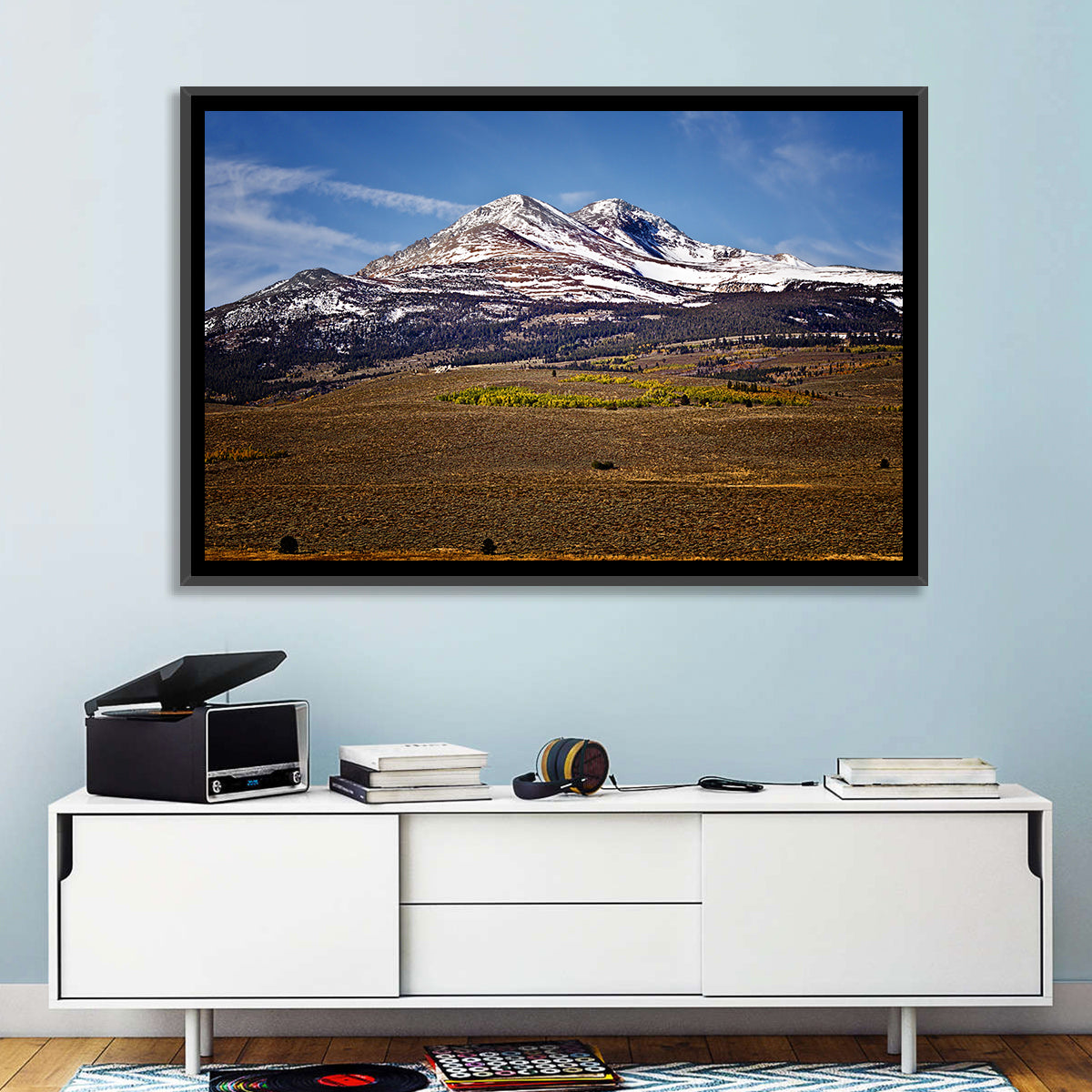 Sierra Nevada Snow Capped Peaks Wall Art in a room, landscape