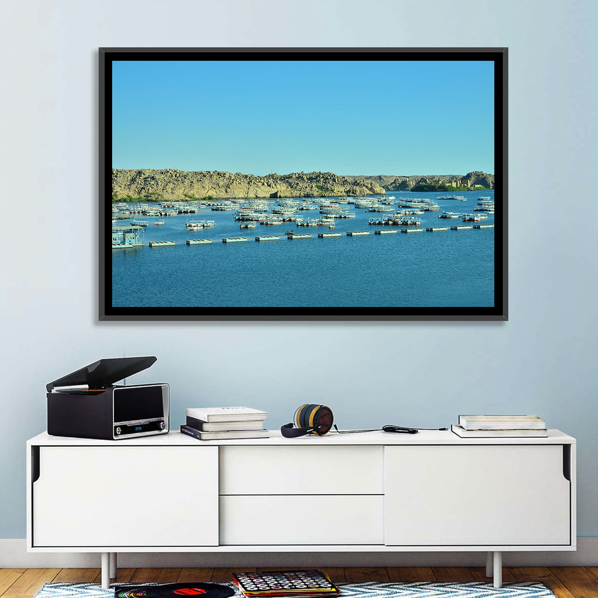 Philae Harbor, Lake Nasser Wall Art in a room, landscape