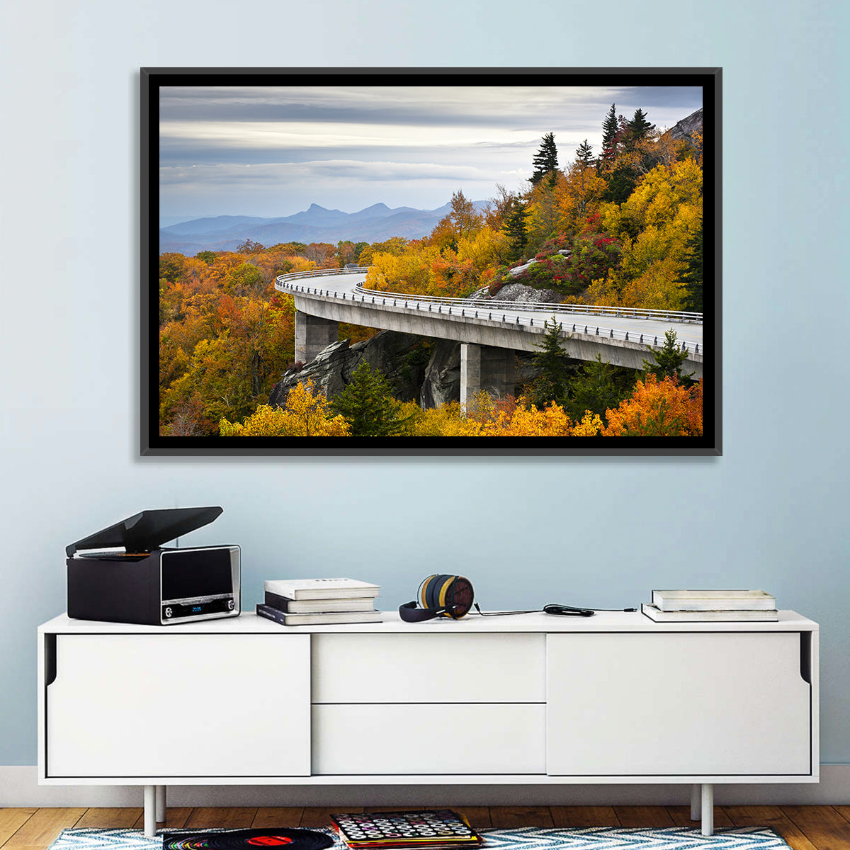 Linn Cove Viaduct at Grandfather Mountain Wall Art in a room, landscape