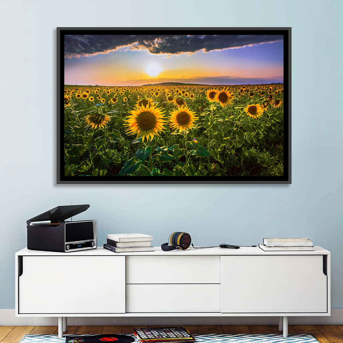 Sunflower Field at Golden Hour Wall Art
