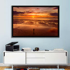 Solitary Figure on Sunset Shore Wall Art