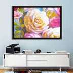 White and Gold Rose Bouquet Wall Art