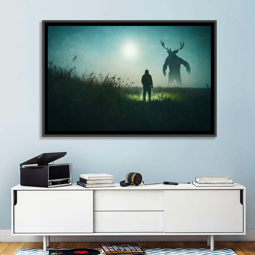 Antlered Shadow in Mist Wall Art