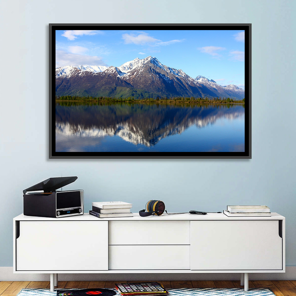 Pioneer Peak Reflected in Jim Lake Wall Art in a room, landscape