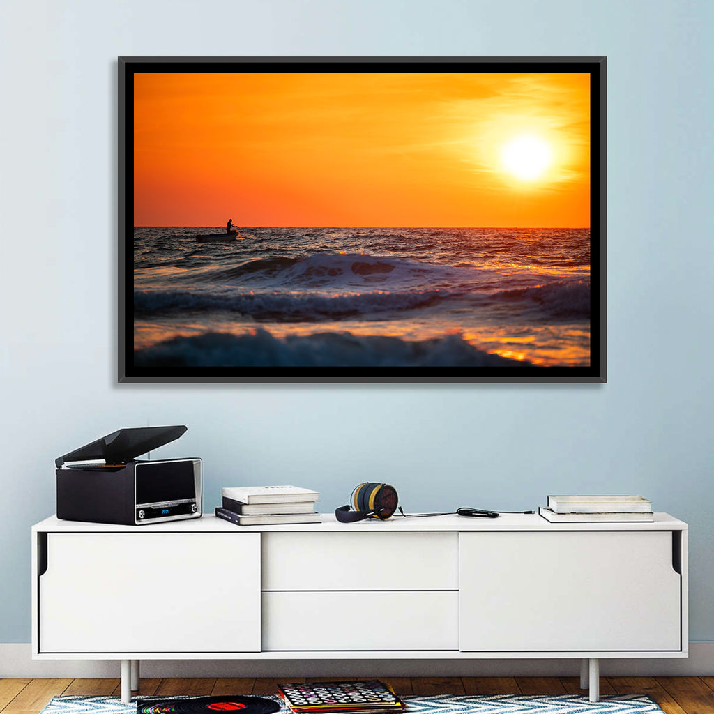 Sunset Fisherman Wall Art