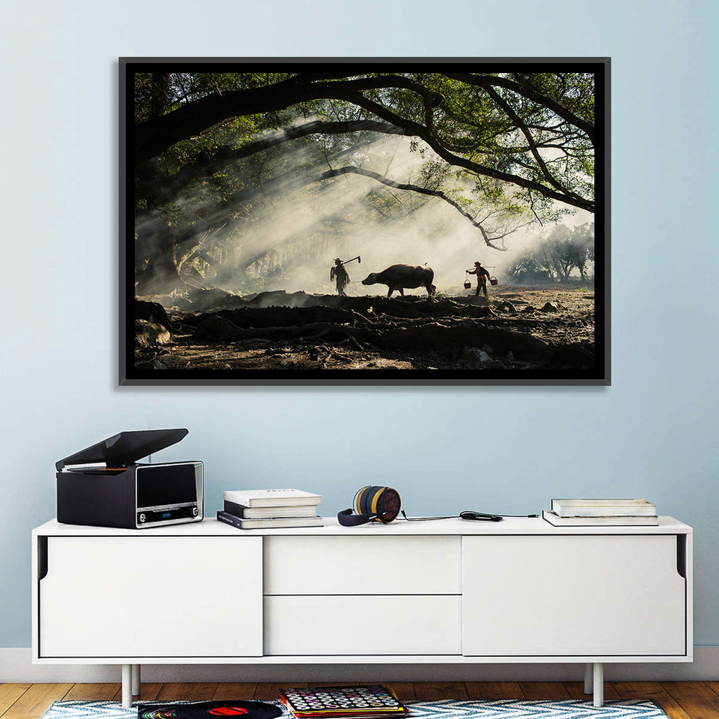 Village Morning with Buffalo Wall Art