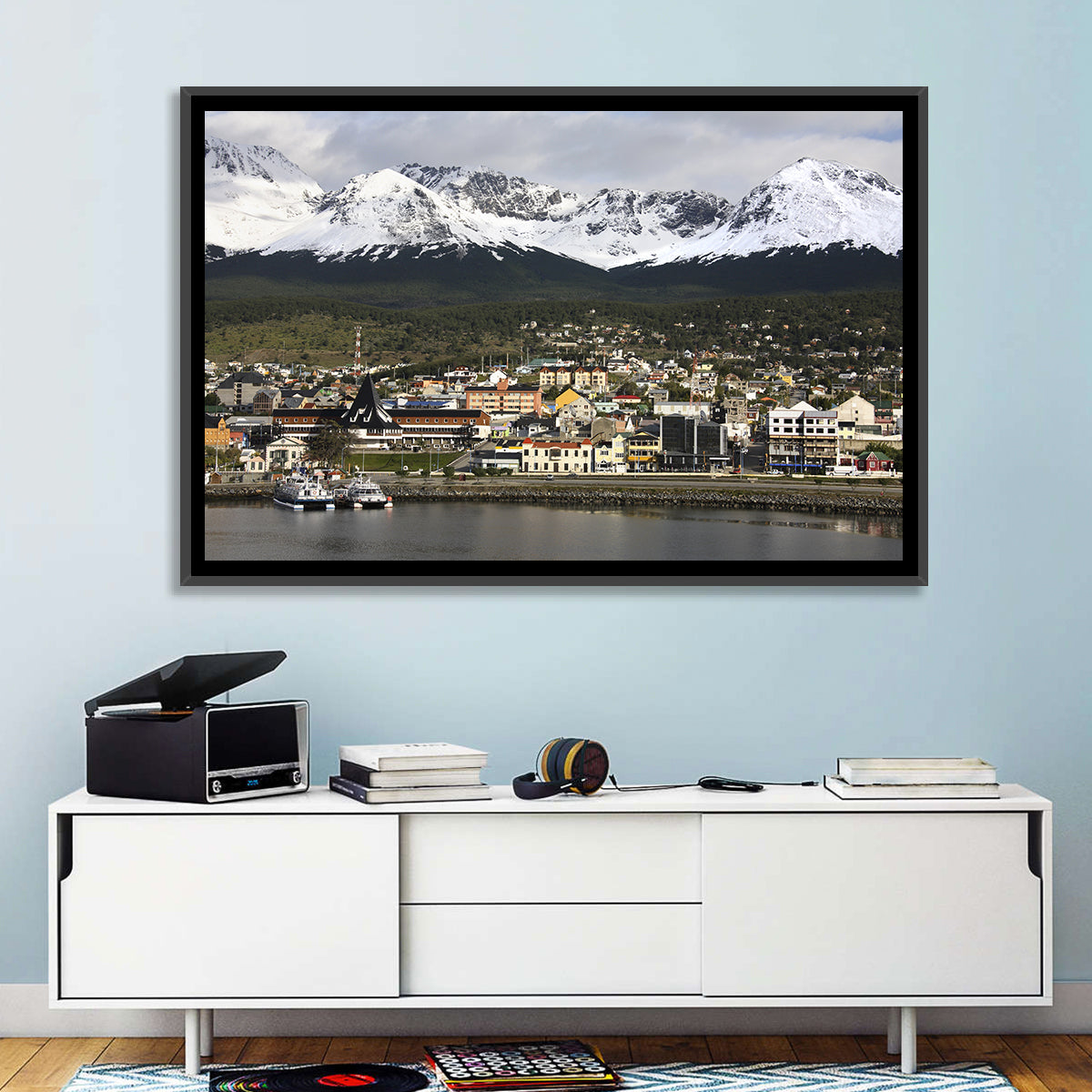 Ushuaia Harbor and Snowcapped Mountains Wall Art