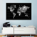 Instrument Silhouette World Map Wall Art