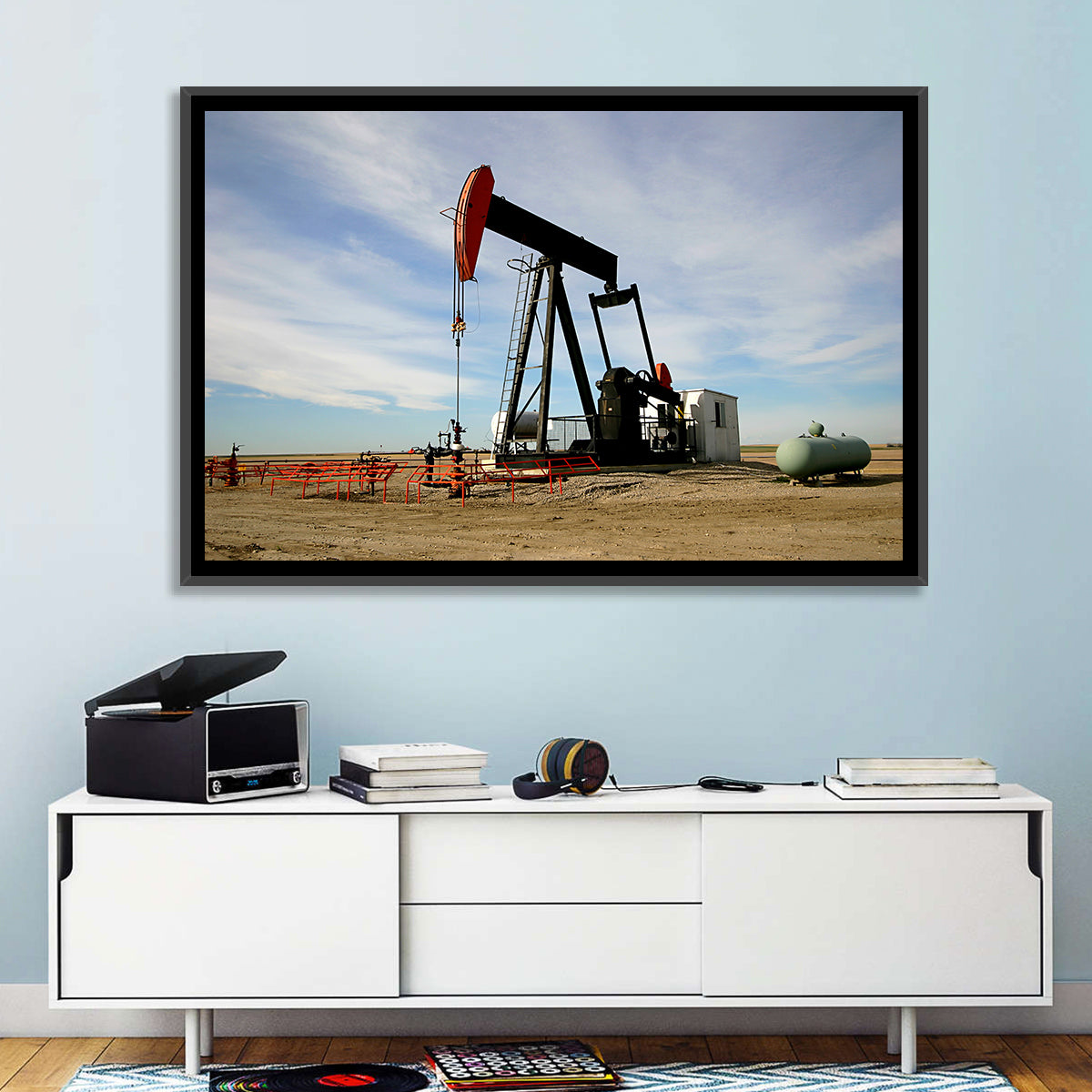 Pump Jack with Storage Tank Wall Art in a room, landscape