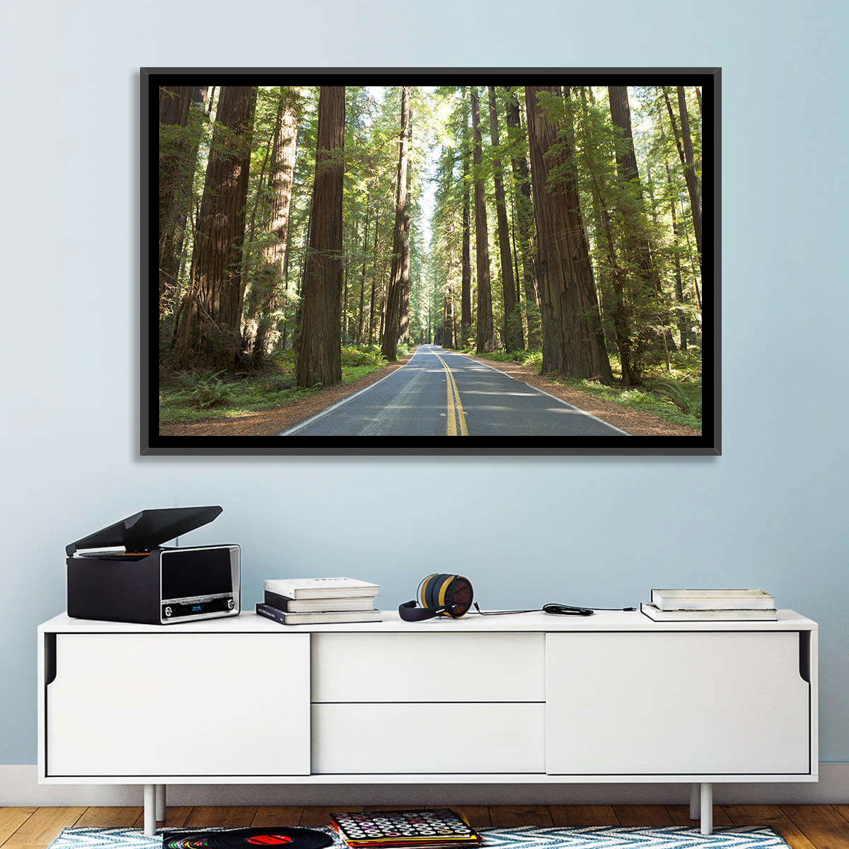 Giants Avenue Redwood Forest Road Wall Art in a room, landscape