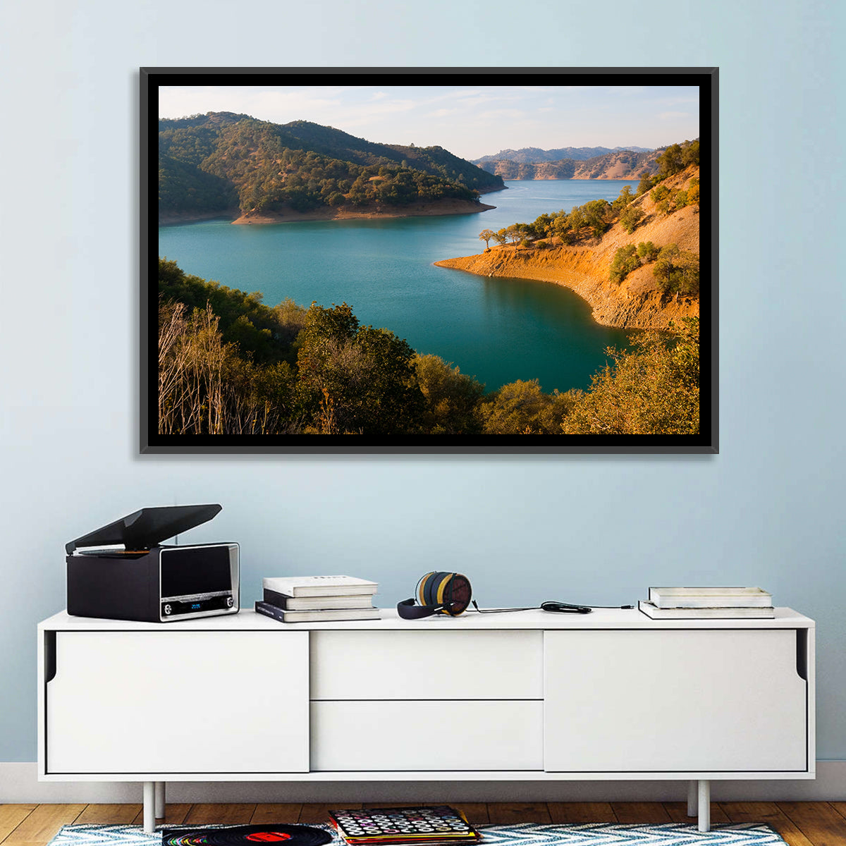 Lake Berryessa Peninsula View Wall Art in a room, landscape
