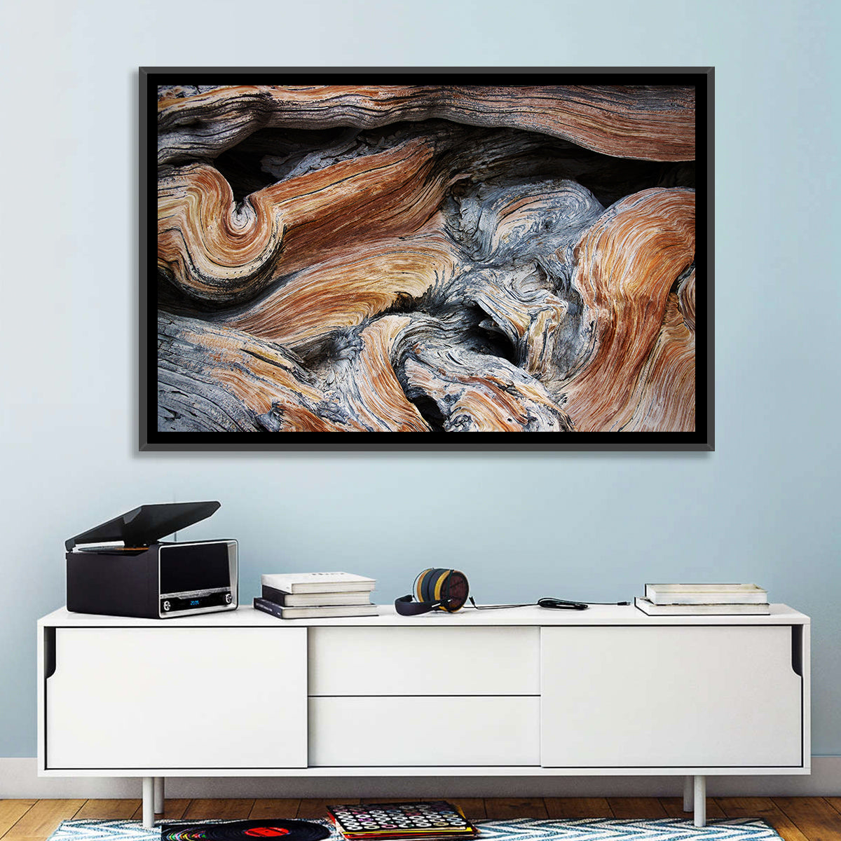 Juniper Wood Texture Wall Art in a room, landscape