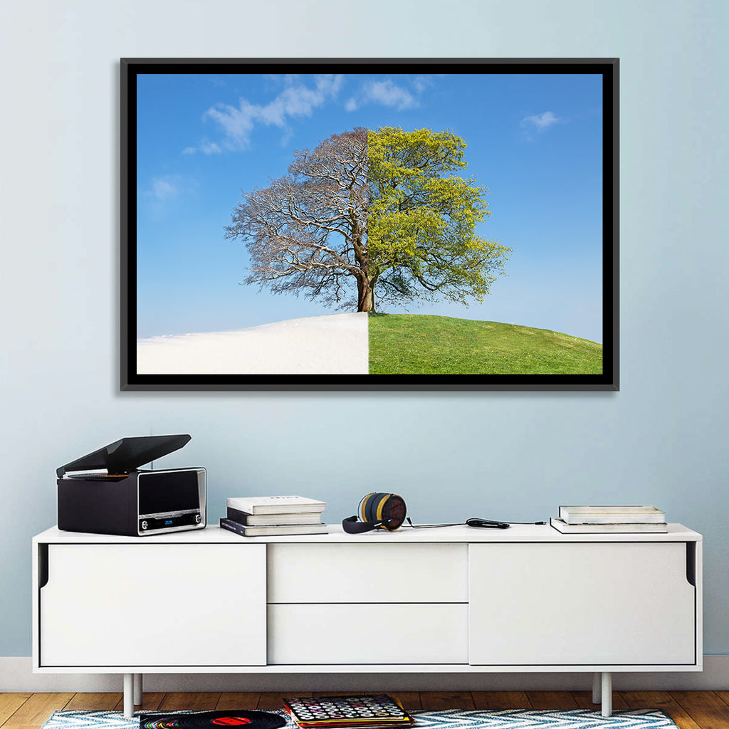 Split Season Tree Landscape Wall Art