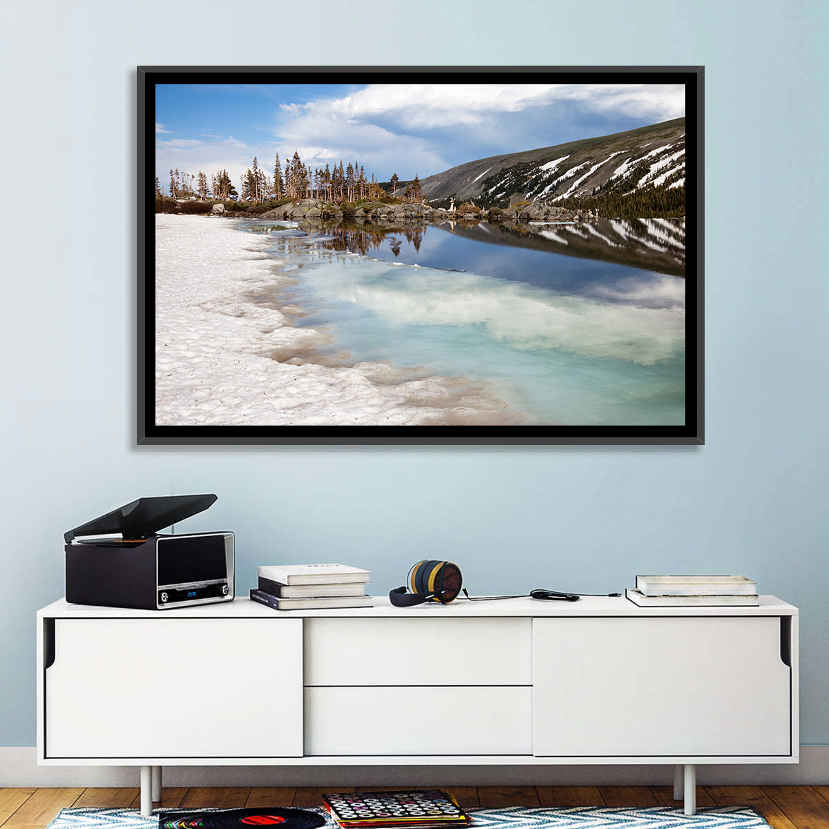 Lake Isabelle Reflection Wall Art in a room, landscape