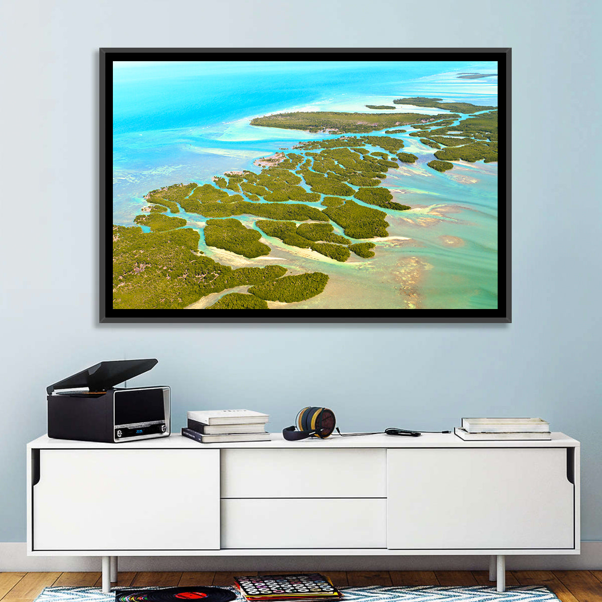 Florida Keys Mangrove Islands Wall Art in a room, landscape