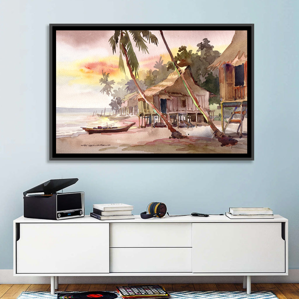 Malaysian Coastal Village at Sunset Wall Art