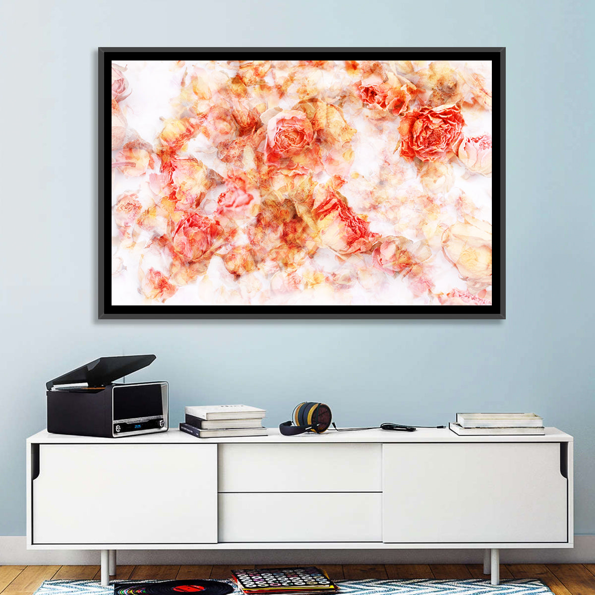 Scattered Dried Rose Petals Wall Art in a room, landscape