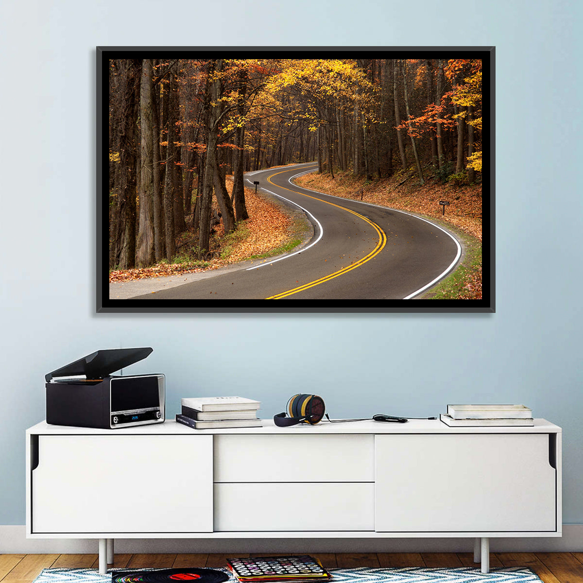 S-curve Road Through Autumn Forest Wall Art