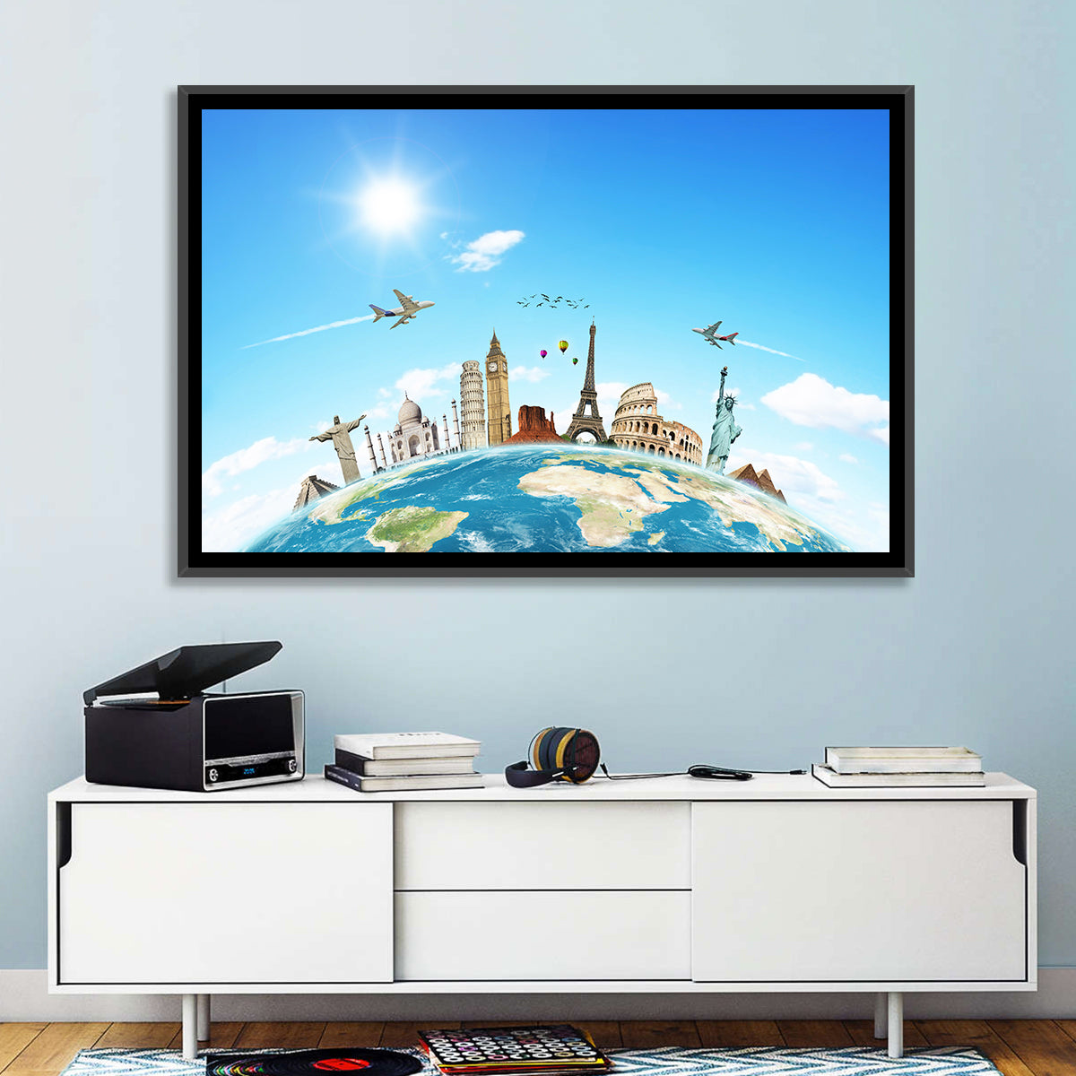 World Monuments Montage Wall Art in a room, landscape