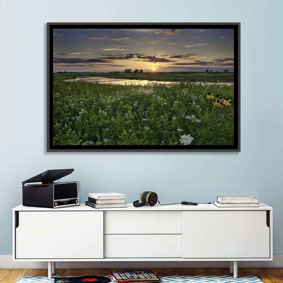 Illinois Fields Sunset Wall Art in a room, landscape
