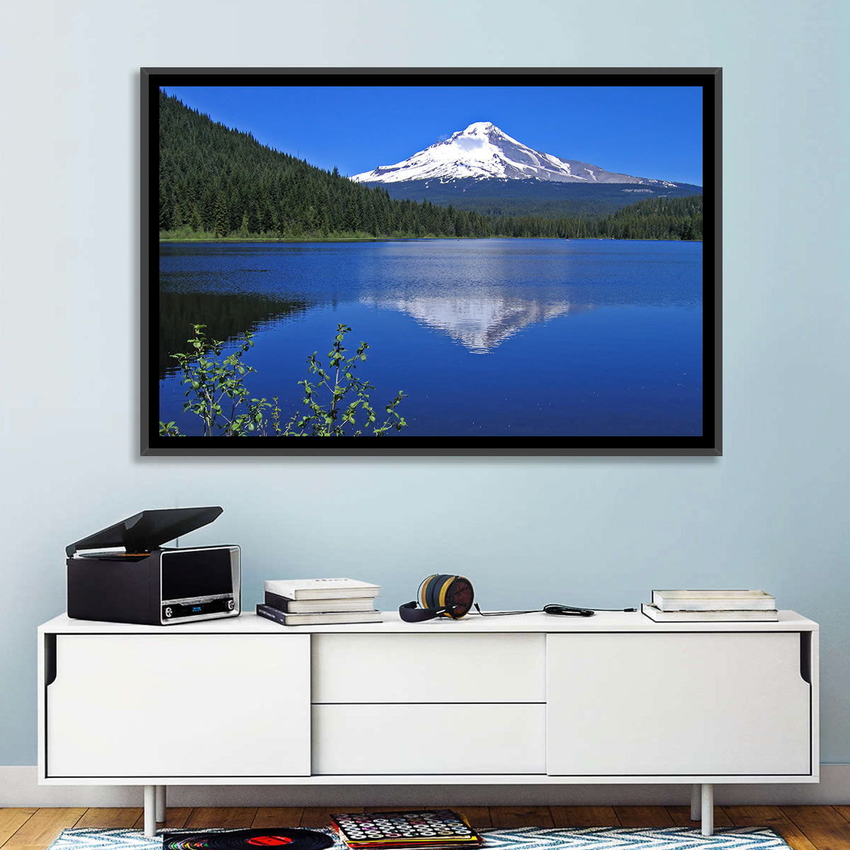 Mount Hood at Trillium Lake Wall Art in a room, landscape