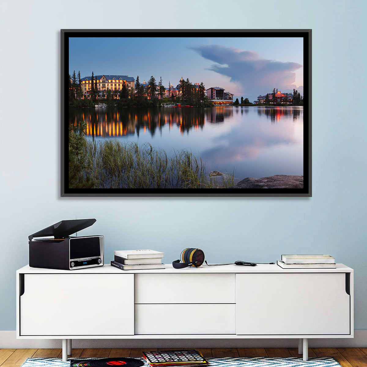 Štrbské Pleso at Dusk Wall Art in a room, landscape