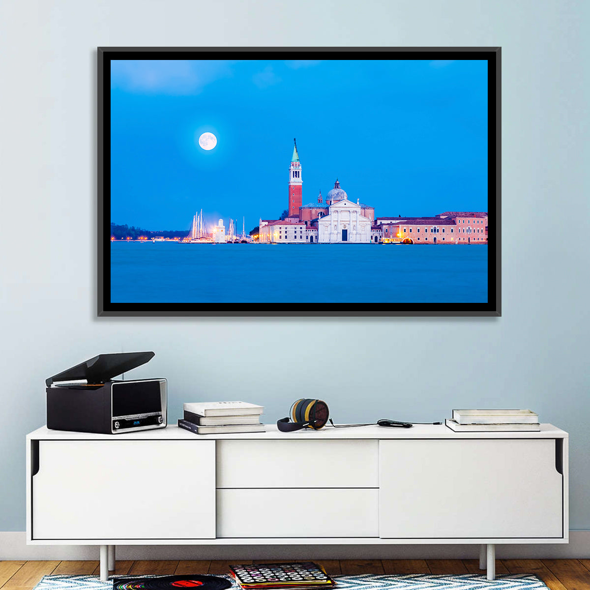 San Giorgio Maggiore Moonlight Wall Art in a room, landscape