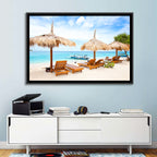 Gili Meno Beach with Thatched Umbrellas Wall Art