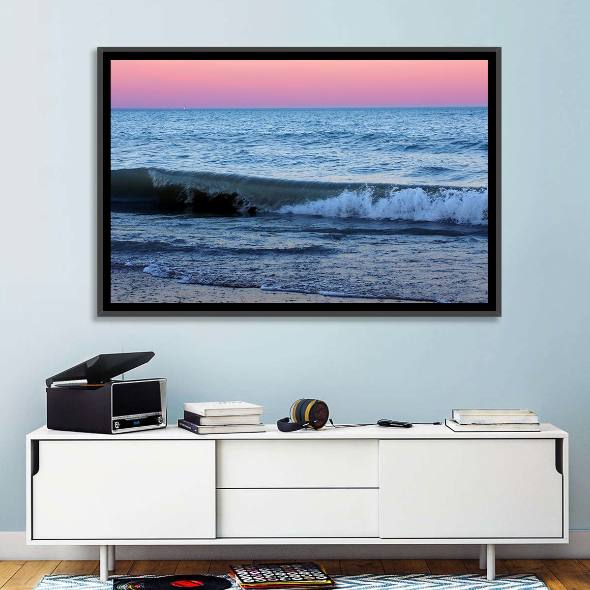 Lake Michigan Sunset with Sailboat Wall Art