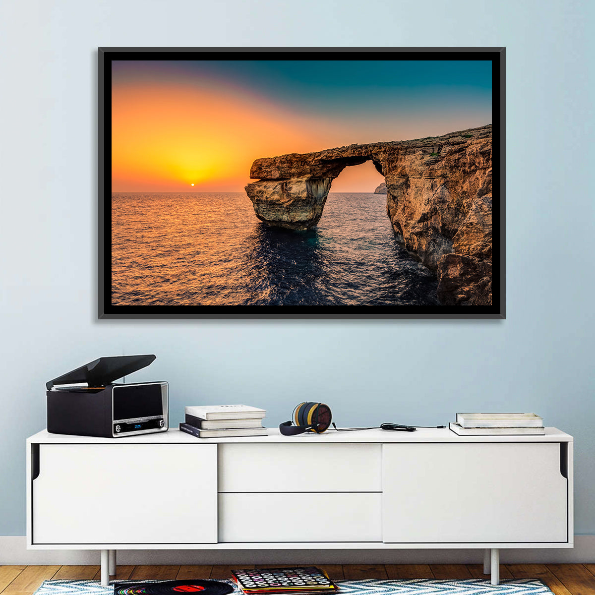 Azure Window Sunset, Dwejra Wall Art in a room, landscape