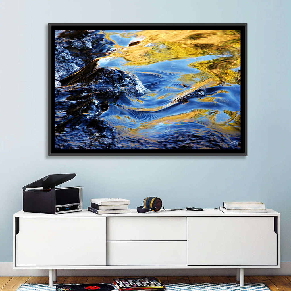 Flowing Stream with Golden Reflections Wall Art