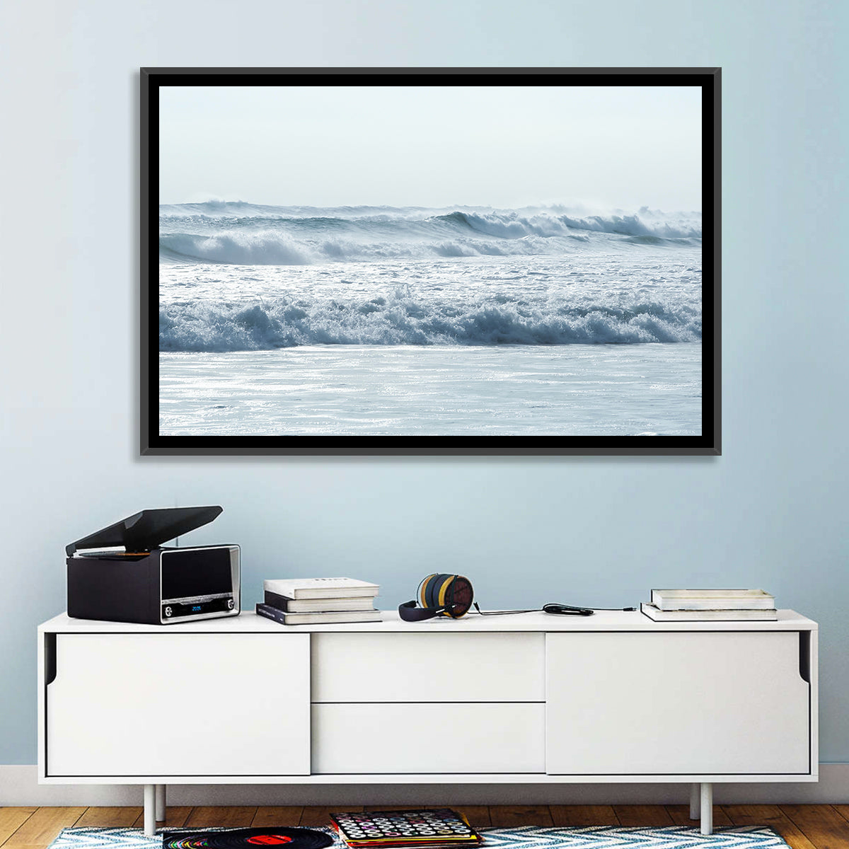 Misty Horizon Ocean Waves Wall Art