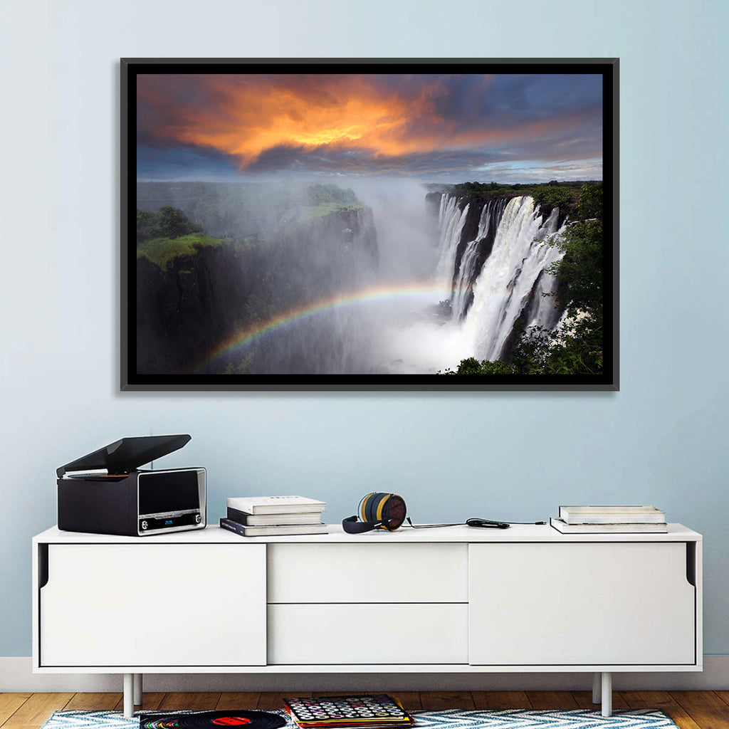 Victoria Falls Rainbow at Dusk Wall Art