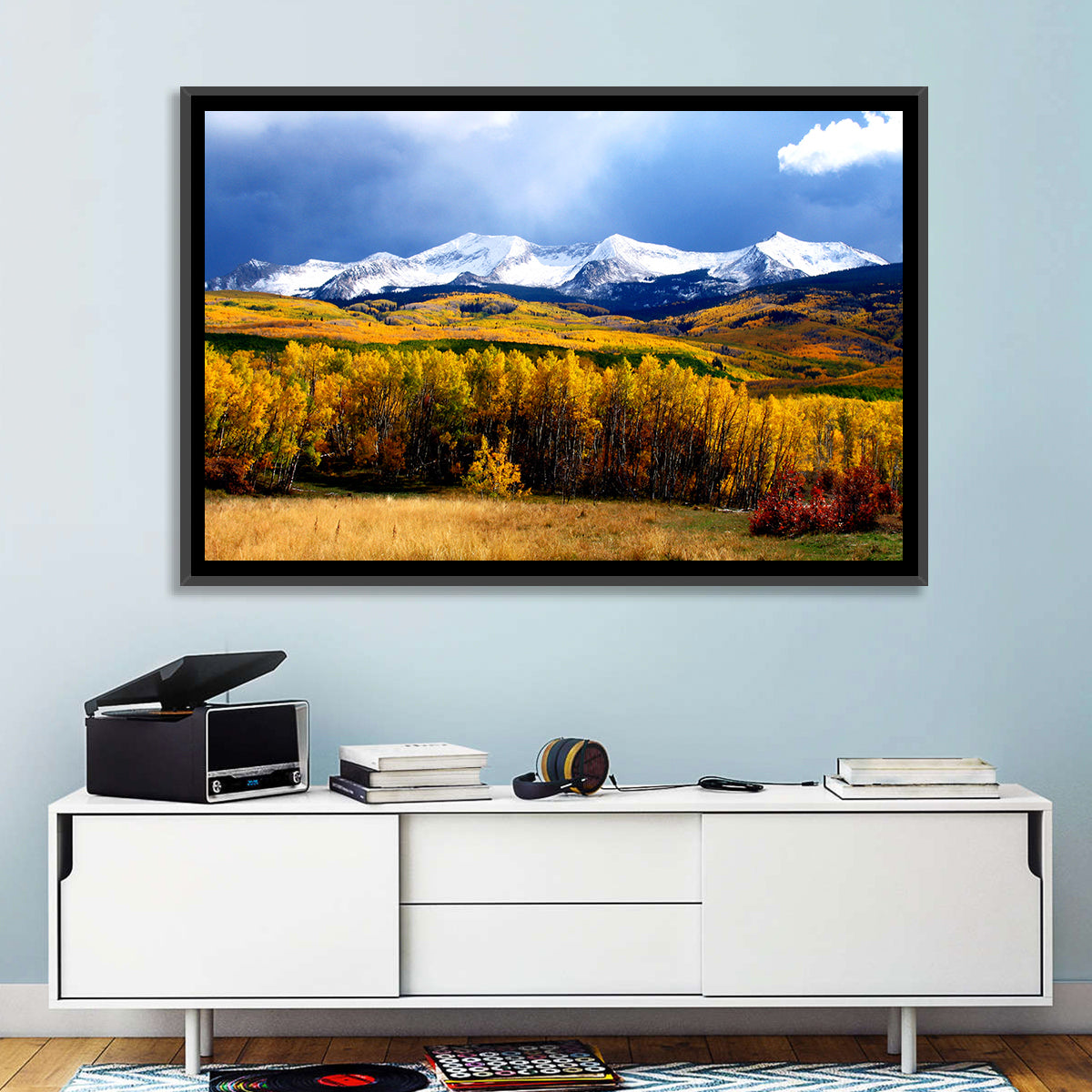 Crested Butte Autumn Mountains Wall Art in a room, landscape