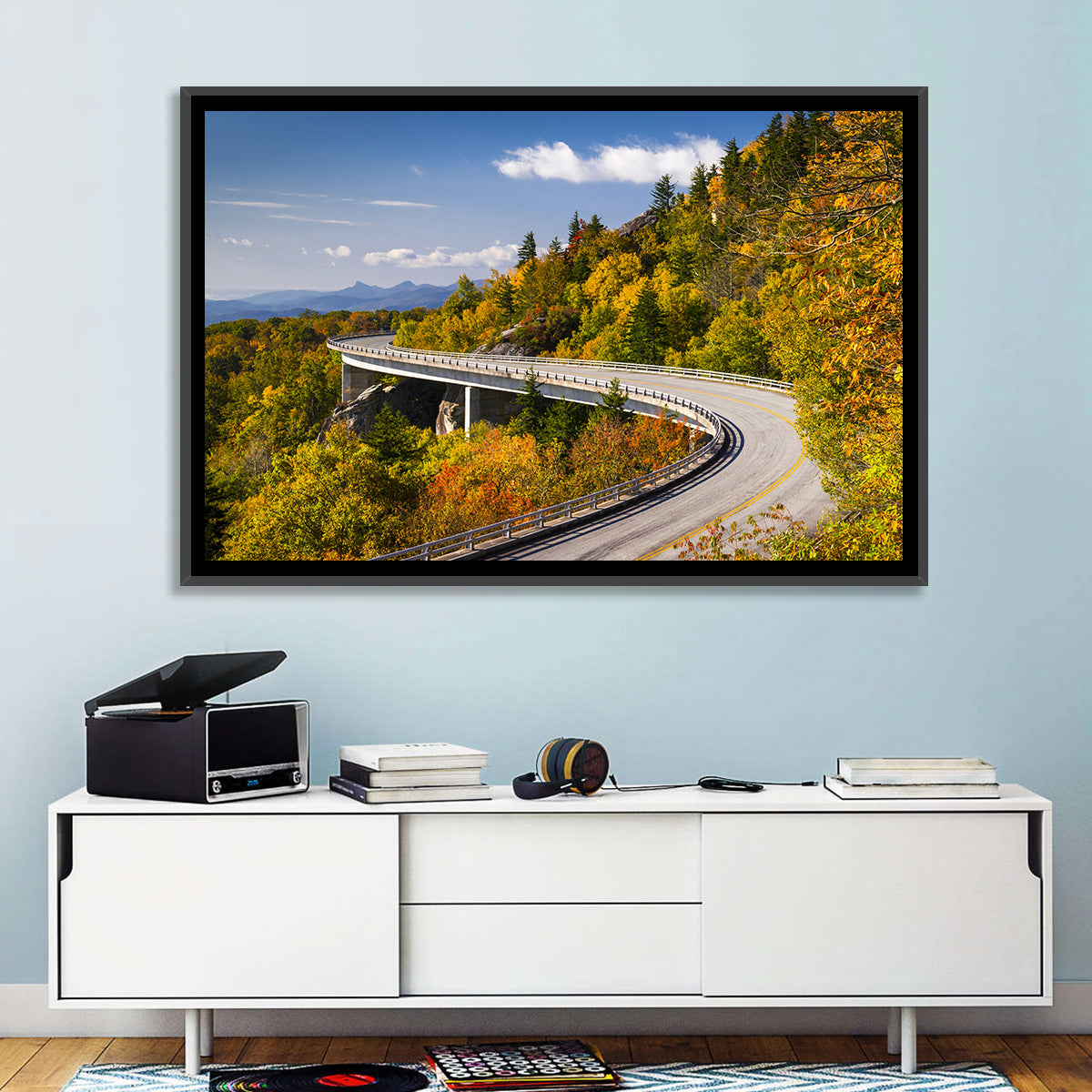 Linn Cove Viaduct at Grandfather Mountain Wall Art in a room, landscape