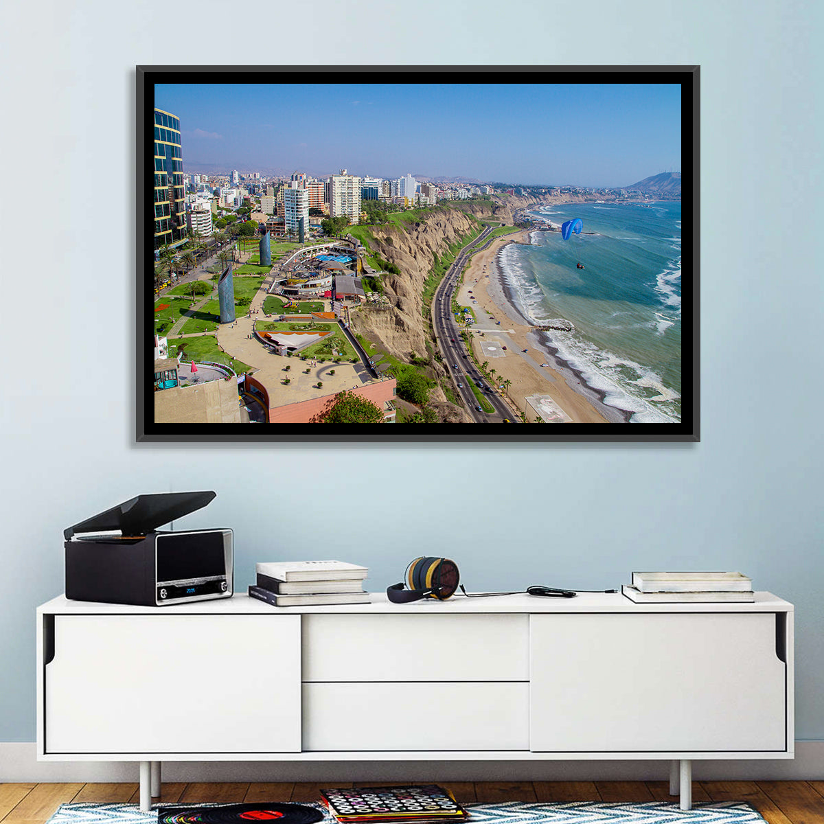 Miraflores Park Coastline Wall Art in a room, landscape