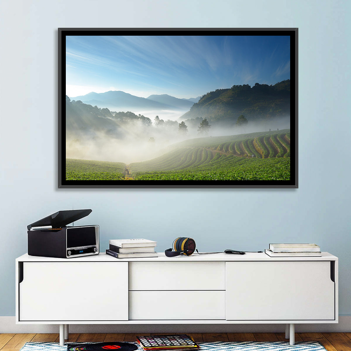 Sunlit Terraced Tea Hills Wall Art