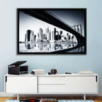 Brooklyn Bridge Low Angle Skyline Reflection Wall Art