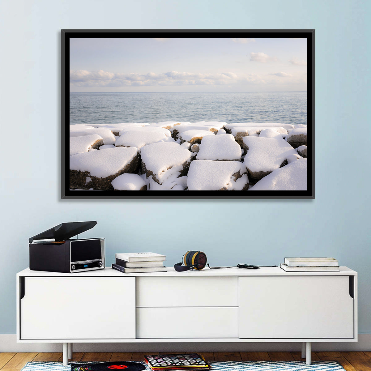 Lake Ontario Snowy Rocks Wall Art